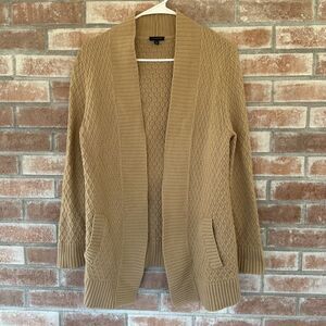 Talbots Wool Blend Khaki Tan Thick Pocket Cardigan Medium